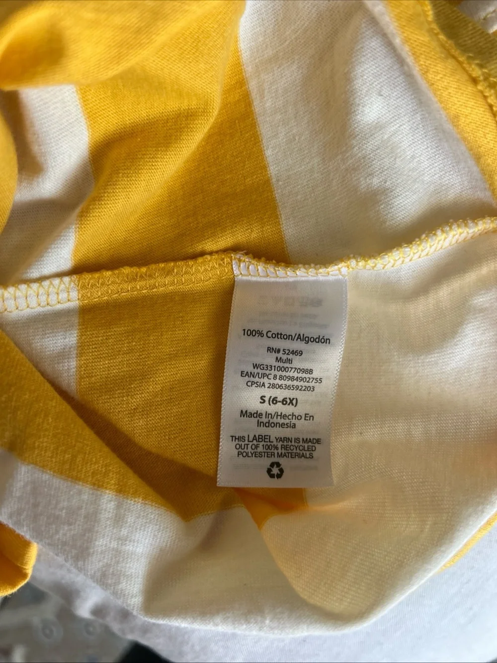Girls Rugby Dress Sz S 6-6X Long Sleeve Button Collar White Gold Striped Preppy
